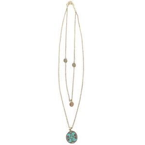 TORY BURCH Long Layered Miller Pendant Necklace